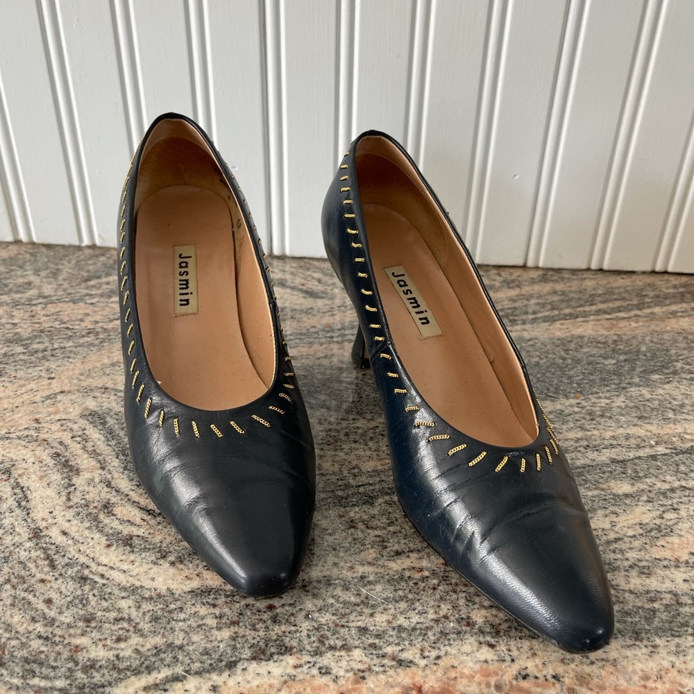 Vintage Black Leather Heels